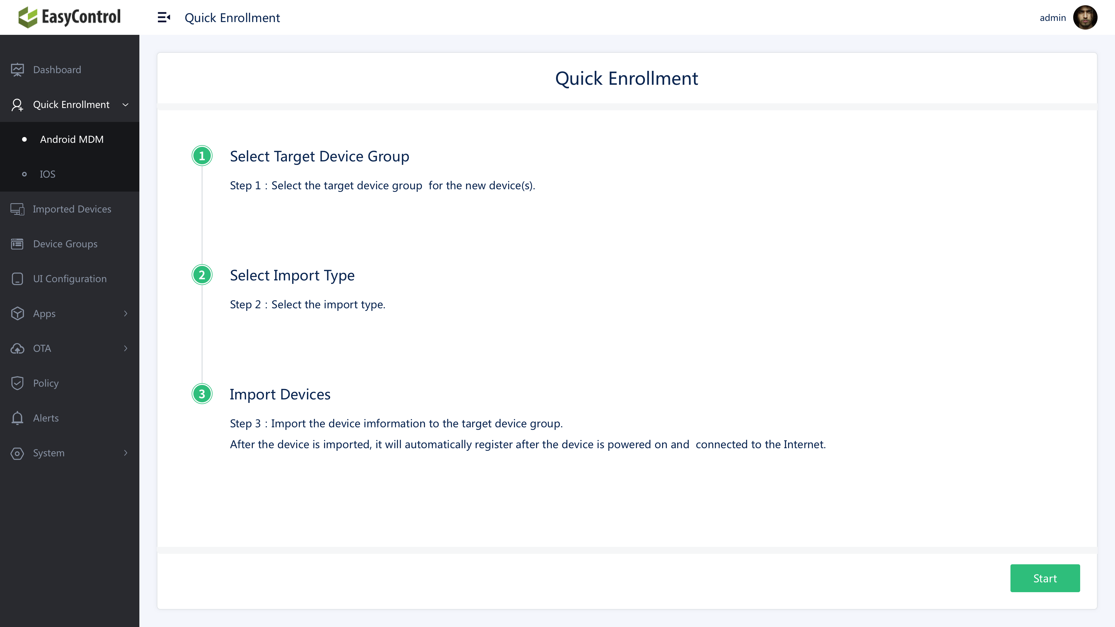 screenshot of EasyControl MDM
